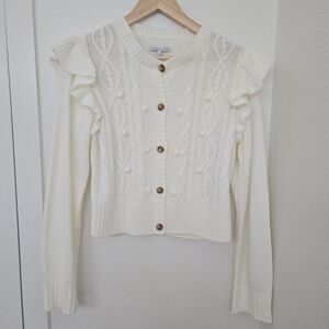 Celebrity Pink Cream Cardigan with Button Accents Size L